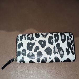 Leopard Print Zip Wallet - Black & White